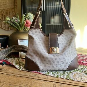 Dooney & Bourke Brown and Cream Shoulder Bag